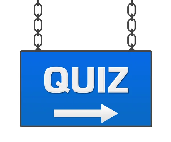Quiz blå hängande skylt — Stockfoto