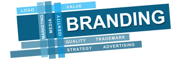 Branding wordcloud blauen Streifen — Stockfoto
