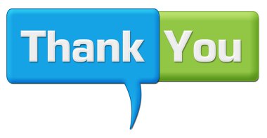 Teşekkür ederim yeşil mavi yorum sembolü 