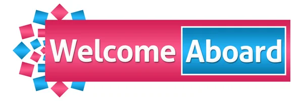 Welcome Aboard Pink Blue Circular Horizontal — Stock Photo, Image