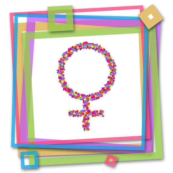 Colorful Female Symbol Inside Colorful Frame — Stock Photo, Image