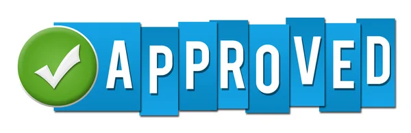 Approved Blue Stripes Tick Button — Stock Photo, Image