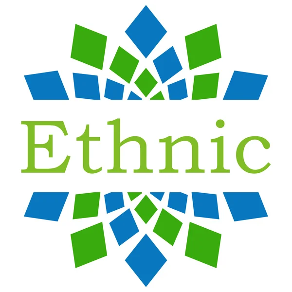 Éléments verts ethniques bleu carré — Photo