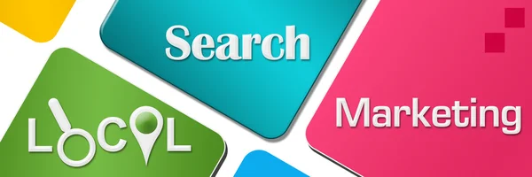 Marketing de búsqueda local Cuadrados redondeados coloridos Horizontal — Foto de Stock
