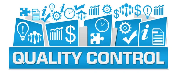 Quality Control Text Written Blue Background Symbols — Stock Photo, Image