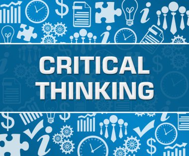 Mavi arkaplan üzerine yazılan eleştirel düşünme metni.