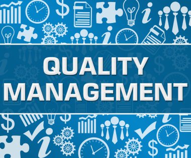 Mavi arkaplan üzerine yazılmış kalite yönetimi metni.