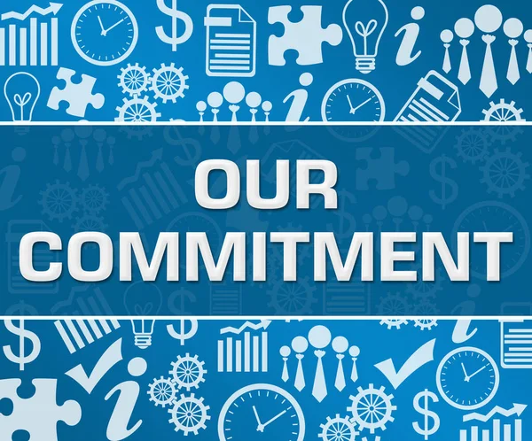 Our commitment text written over blue background.