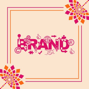 Pembe turuncu arkaplan üzerine yazılmış marka metni.