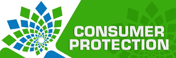 Testo Della Protezione Dei Consumatori Scritto Sfondo Blu Verde — Foto Stock