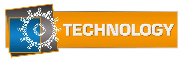 Technológiai Szöveg Narancssárga Kék Háttér — Stock Fotó