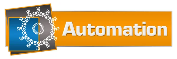 Automatizálási Szöveg Írva Kék Narancs Háttér — Stock Fotó