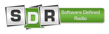 SDR - Software Defined Radio text written over green grey background. clipart