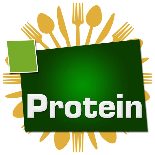 蛋白质文字写在绿色的褐色背景上 — 图库照片