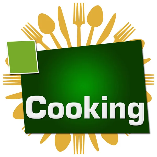 Cooking Word Written Green Brown Background — Stockfoto