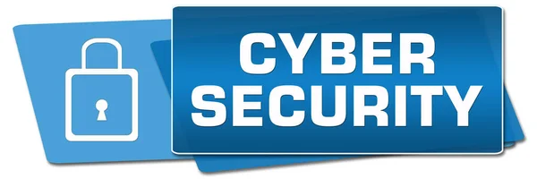 Kiberbiztonsági Szöveg Kék Háttérrel — Stock Fotó