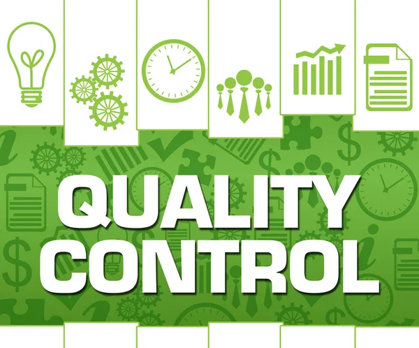 Quality Control Text Written Green Background Symbols — Stock Photo, Image
