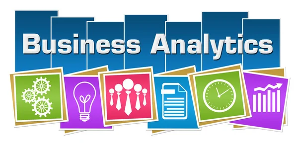 Business Analytics Tekst Napisany Niebieskim Tle Kolorowe — Zdjęcie stockowe