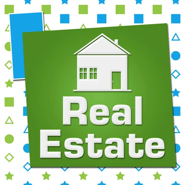 Real Estate Text Written Blue Green Background — Stock Photo, Image