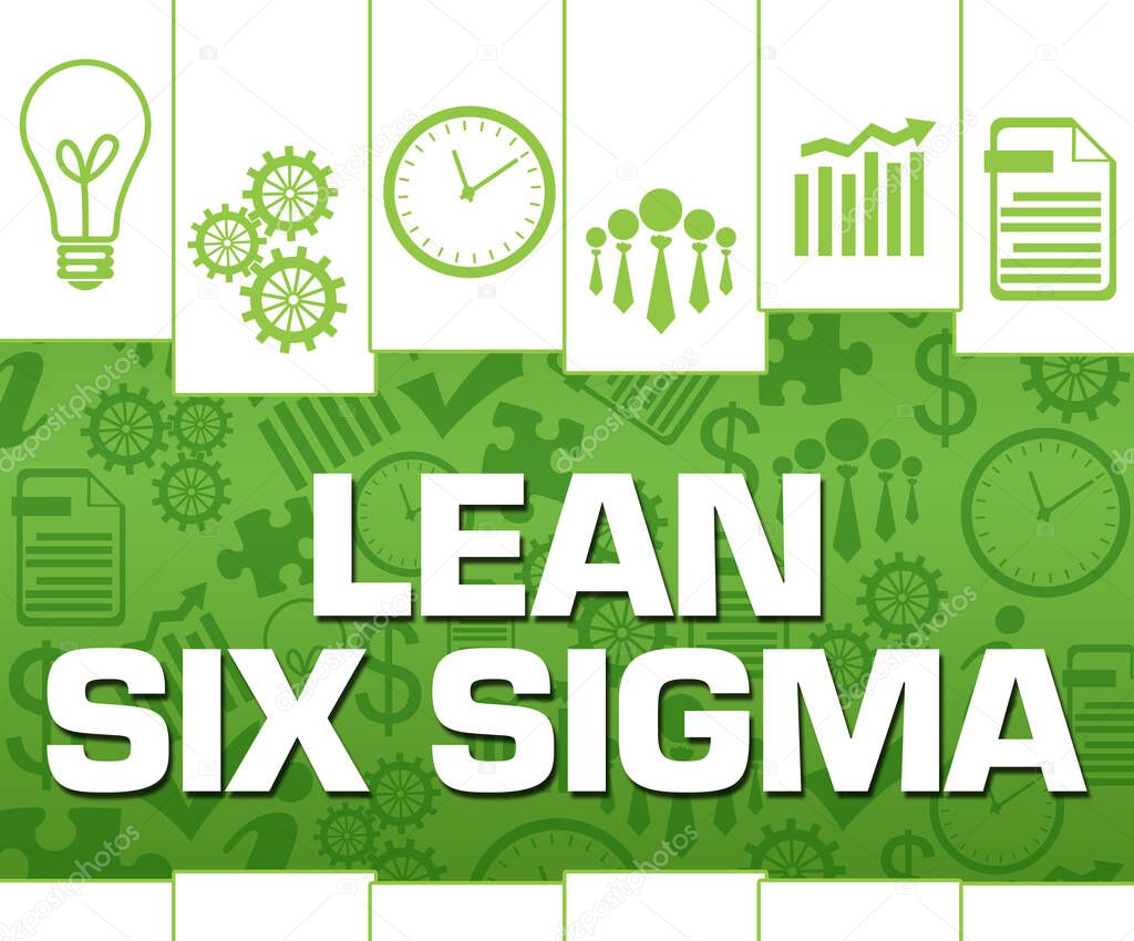 Lean six sigma text written over green background.