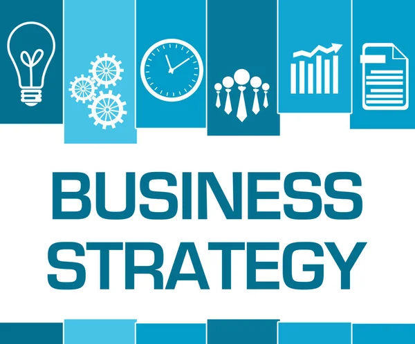 Text Zur Geschäftsstrategie Auf Blauem Hintergrund Geschrieben — Stockfoto