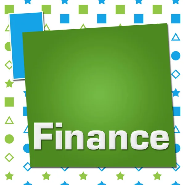 Texto Finanzas Escrito Sobre Fondo Azul Verde —  Fotos de Stock