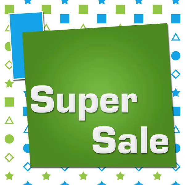 Super Sale Text Written Green Blue Background — 图库照片