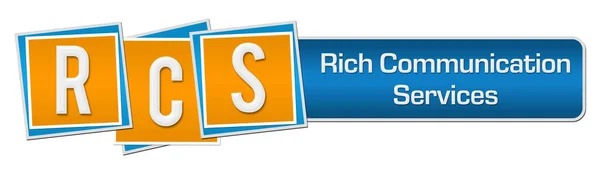 Rcs Ricco Testo Dei Servizi Comunicazione Scritto Sfondo Blu Arancio — Foto Stock