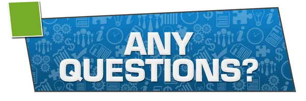 Any Questions Text Written Blue Green Background — Stock Photo, Image