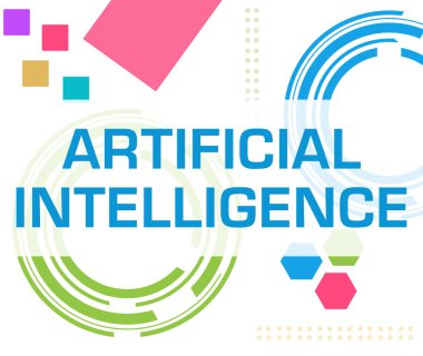 Metin ve ilgili sembollerle yapay zeka konsepti resmi.