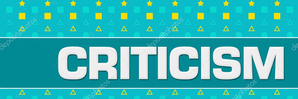 Criticism text written over turquoise yellow background.