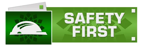 Safety First Text Written Green Background — Stock Photo, Image