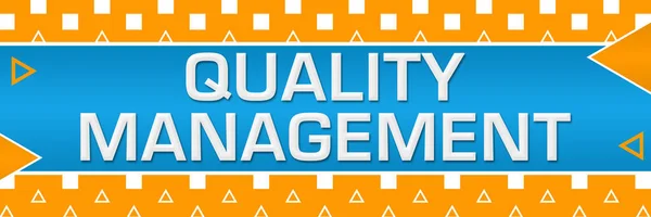 Quality Management Text Written Blue Orange Background — Φωτογραφία Αρχείου