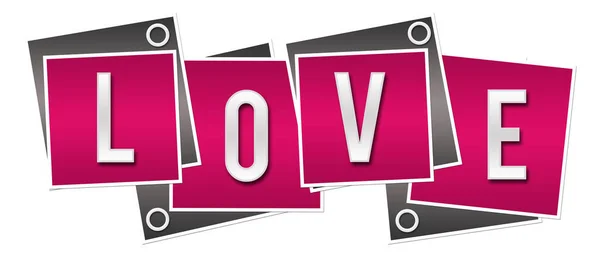 Love Tekst Geschreven Roze Grijze Achtergrond — Stockfoto