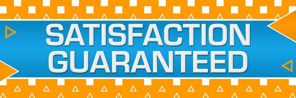 Satisfaction Guaranteed Text Written Blue Orange Background — Stock Photo, Image