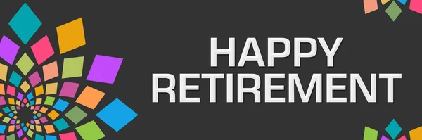 Χαρούμενο Κείμενο Συνταξιοδότησης Γραμμένο Σκούρο Πολύχρωμο Φόντο — Φωτογραφία Αρχείου