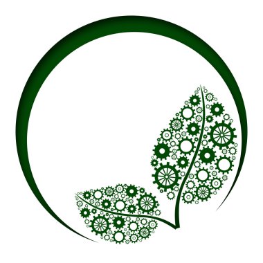 Green Leaves With Gears Circles clipart
