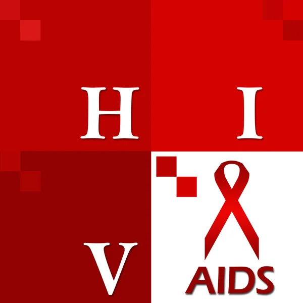 HIV Aids červená čtyři bloky — Stock fotografie