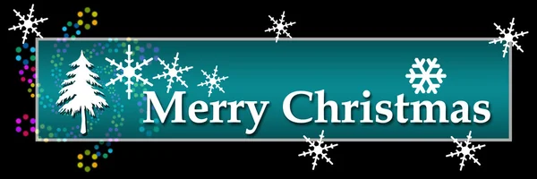 Merry Christmas Bright Colorful Black Horizontal — Stock Photo, Image