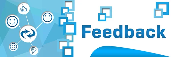 Feedback Squares Separator Blue Banner — Stock Photo, Image