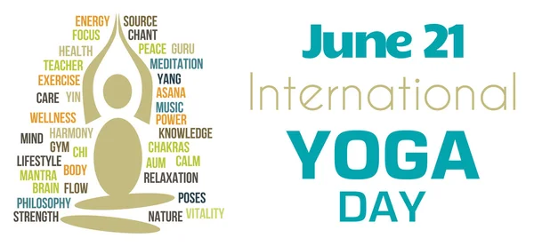 Yoga Day White Tagcloud Shape — Stock Photo, Image