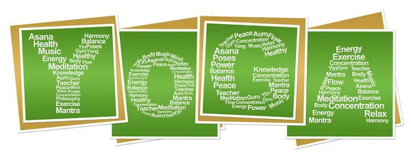 Йога Wordcloud зелений блоків — стокове фото