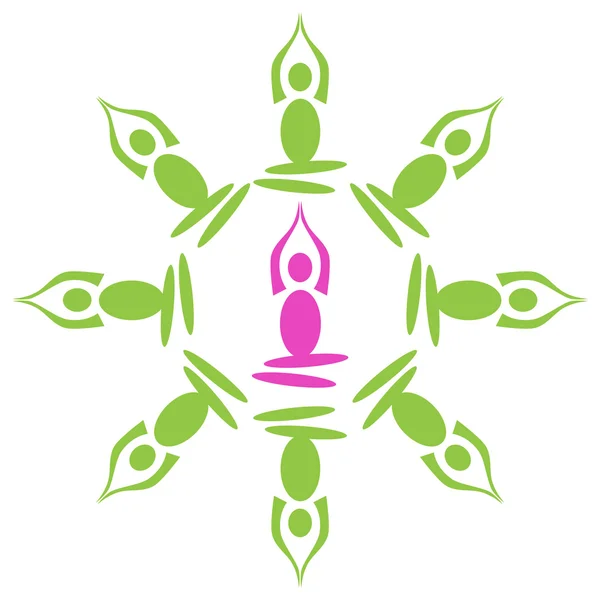 Yoga Poses Circular Green Pink — Stock Photo, Image