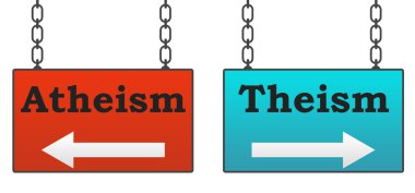Theism Atheism Signboards clipart