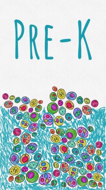 Mavi renkli dikey arkaplan üzerine yazılmış K öncesi metin.