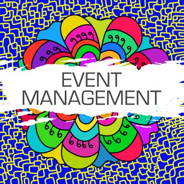 Olay yönetimi metni mavi renkli arkaplan üzerine yazıldı.