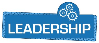 Metin ve dişli sembollü liderlik konsepti.