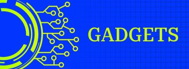 Metin ve devre sembolleri ile Gadgets konsept resmi.