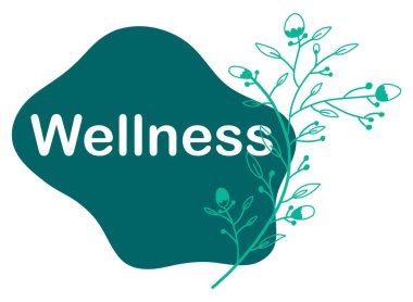 Çiçek elementi ile turkuaz damlacıklar üzerine yazılmış sağlık metni.