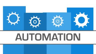 Metin ve dişli simgeleriyle otomasyon konsepti canlandırması.